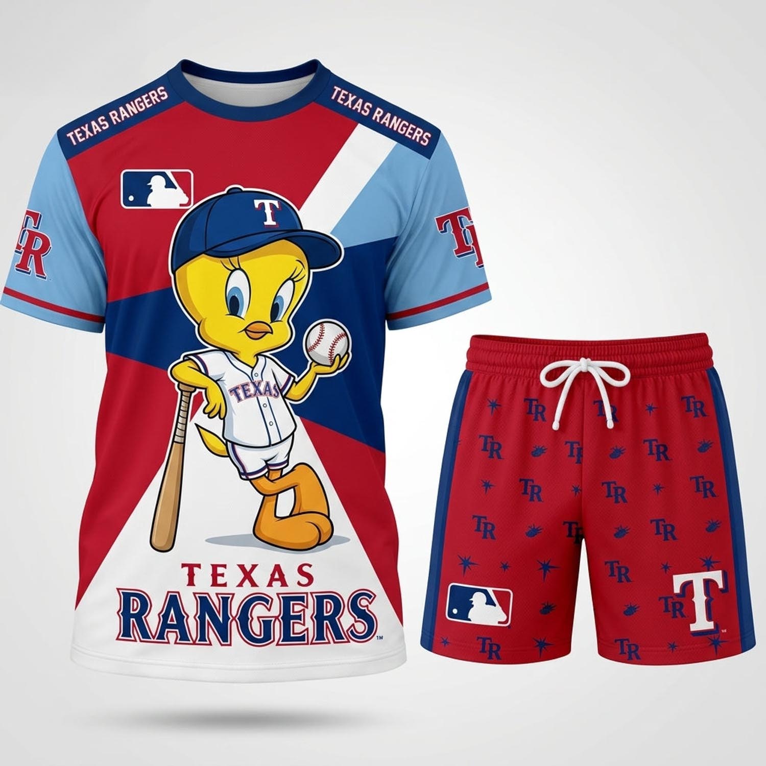 Tweety Texas Rangers Baseball Jersey Set MLB Collection Cartoon Character Fan Apparel 1 - Unicasport Tweety Texas Rangers Baseball Jersey Set MLB Collection Cartoon Character Fan Apparel