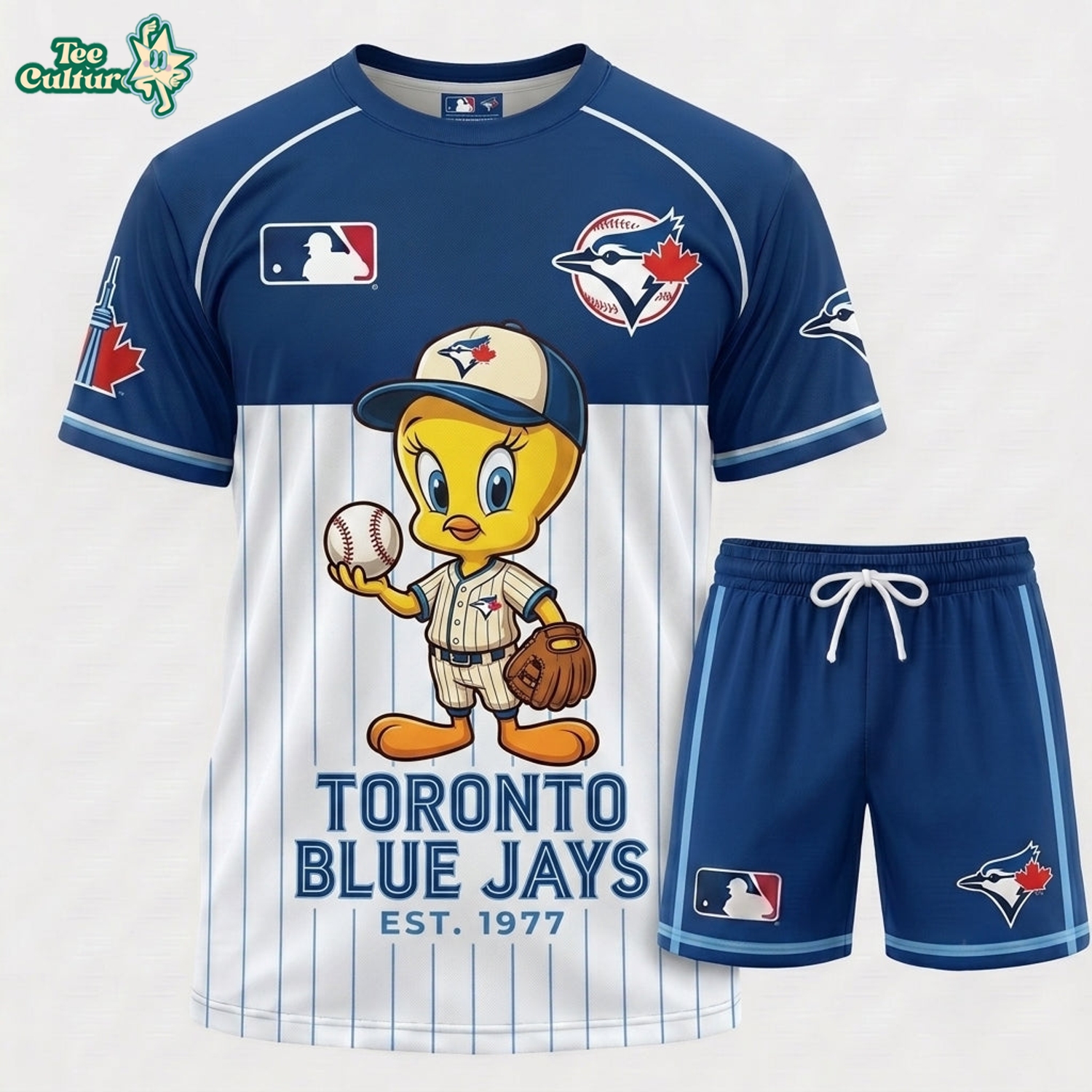 Tweety Toronto Blue Jays Baseball Jersey Set MLB Collection Graphic Sports Fan Apparel 1 - Unicasport Tweety Toronto Blue Jays Baseball Jersey Set MLB Collection Graphic Sports Fan Apparel