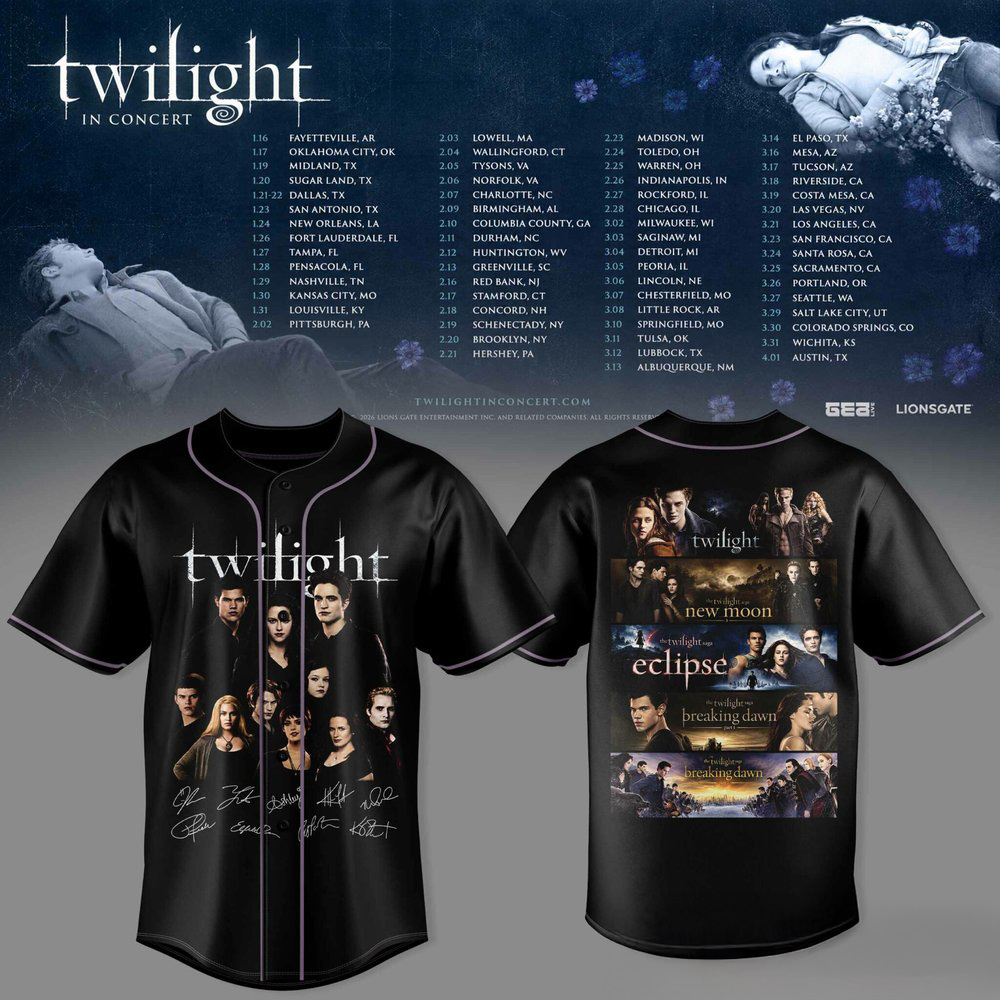 Twilight Saga Twilight In Concert Tour Baseball Jersey Custom Design 2 - Unicasport Twilight Saga Twilight In Concert Tour Baseball Jersey Custom Design