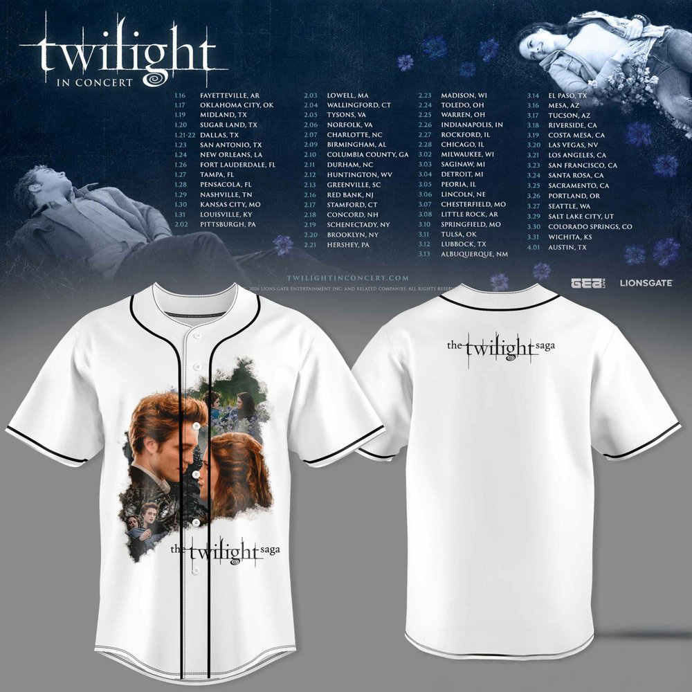 Twilight Saga Twilight In Concert Tour Baseball Jersey Fanwear Collection 1 - Unicasport Twilight Saga Twilight In Concert Tour Baseball Jersey Fanwear Collection