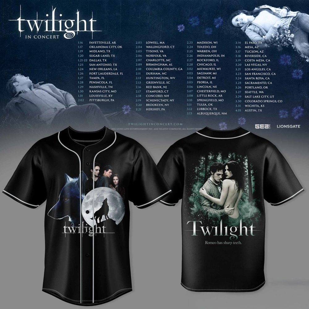 Twilight Saga Twilight In Concert Tour Baseball Jersey Game Day Apparel