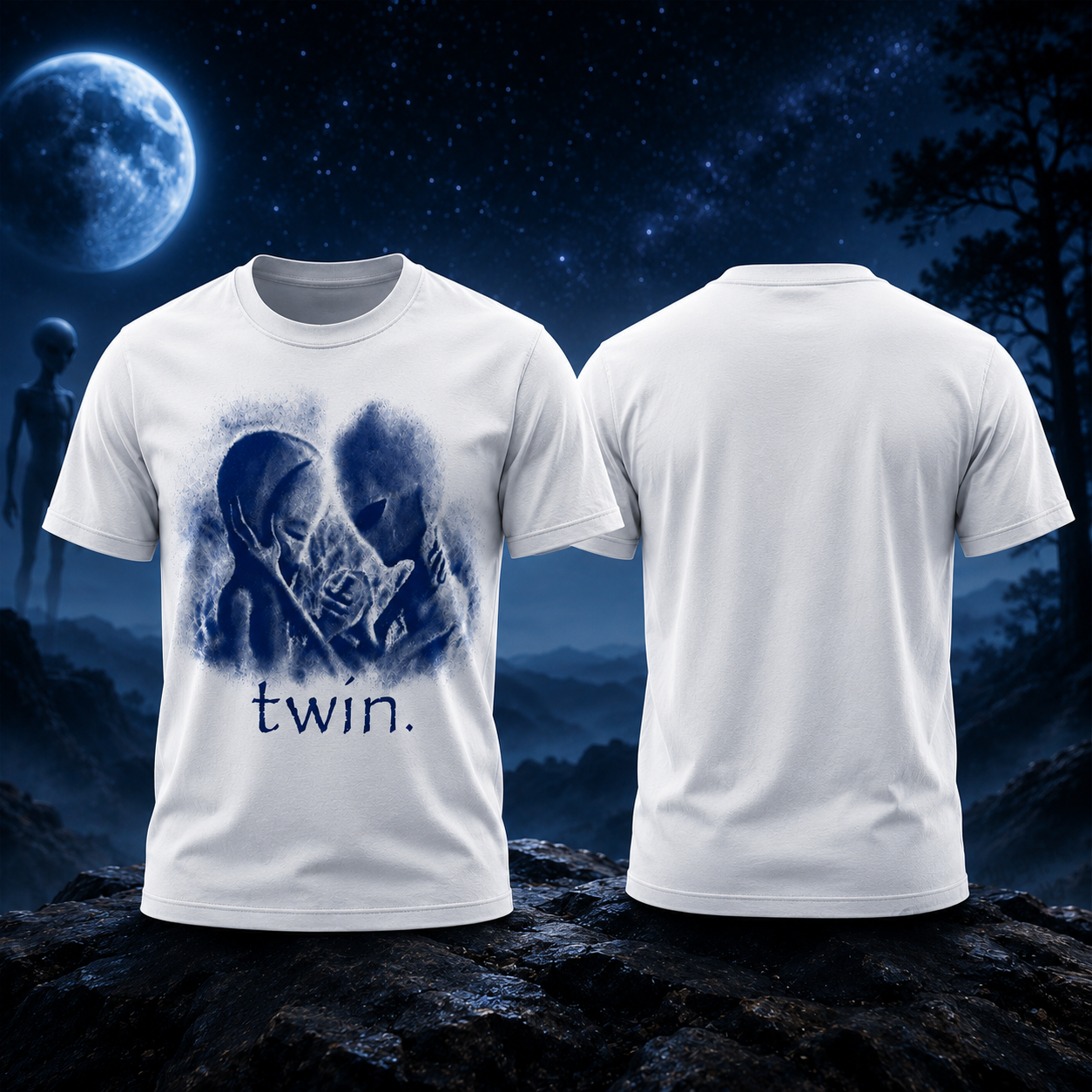 Twin Alien Graphic T Shirt UFO Alien Lover Sci Fi Graphic Tee Cosmic Horror Unisex Gift