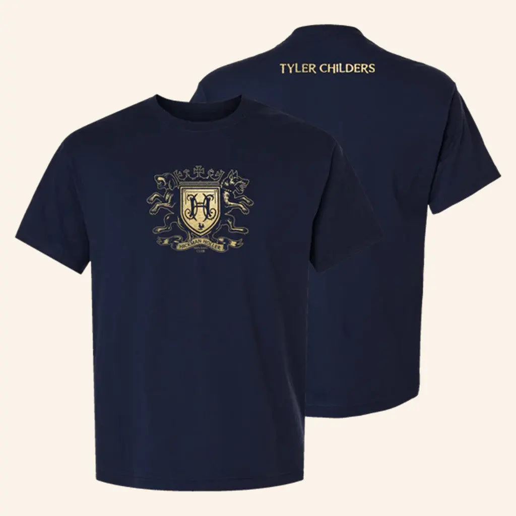 Tyler Childers Merch Hickman Holler Hunting Club Crest Navy TShirt Gifts For Friends