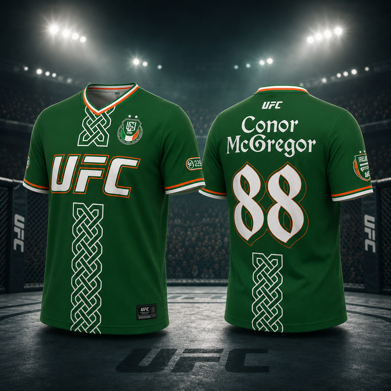UFC 329 Conor McGregor Irish Celtic Knot Green Baseball Jersey Fight Night Fan Gift