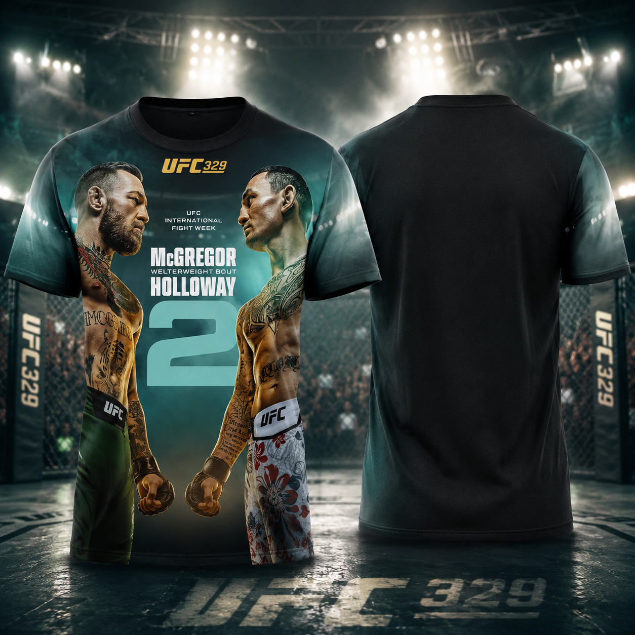 UFC 329 McGregor vs Holloway 2 Fight Week Double Sided T Shirt Las Vegas Event Fan Gift