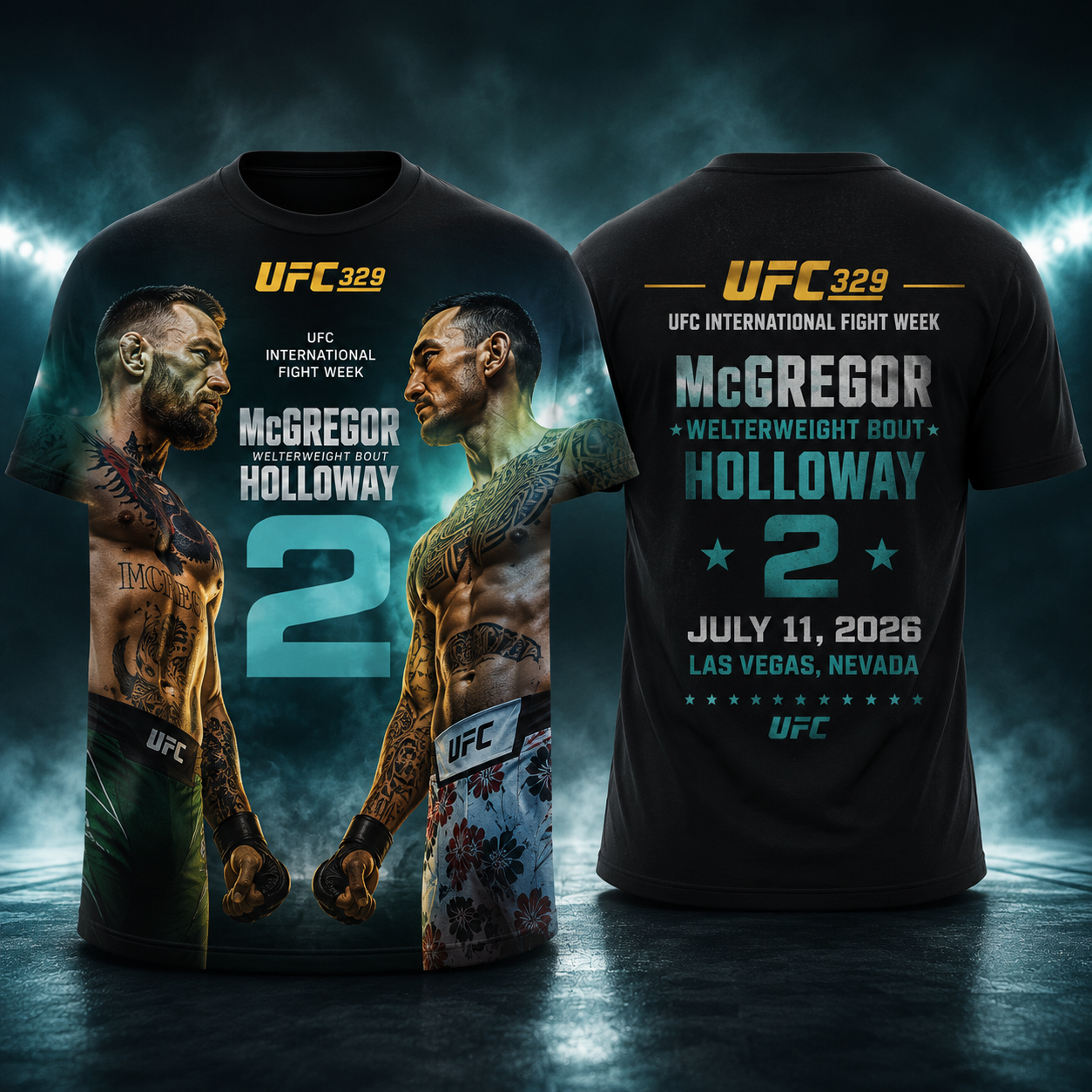 UFC 329 McGregor vs Holloway 2 International Fight Week Double Sided 3D T Shirt MMA Fan Gift