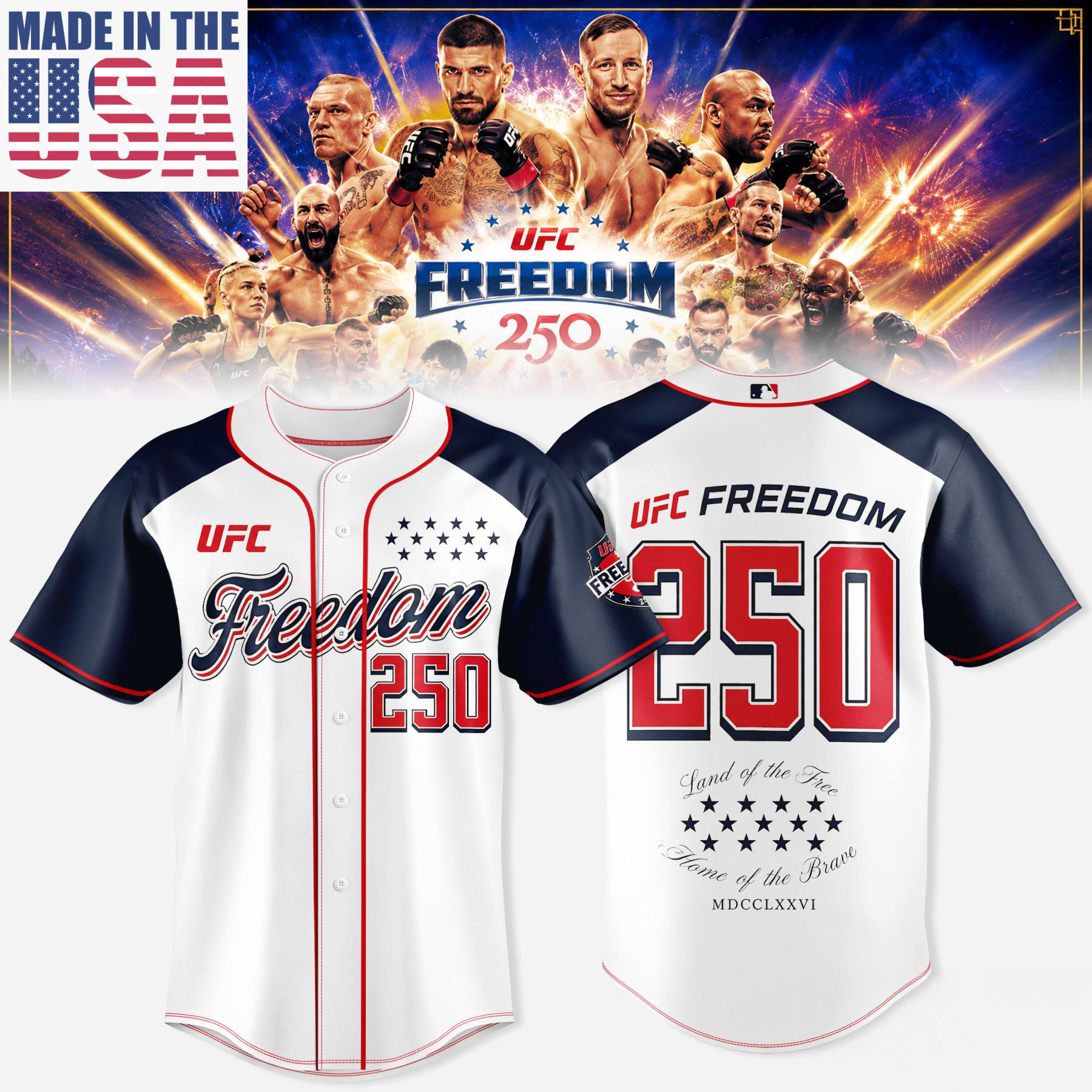 UFC Freedom 250 White House Baseball Jersey Premium Collection Gift For Fans