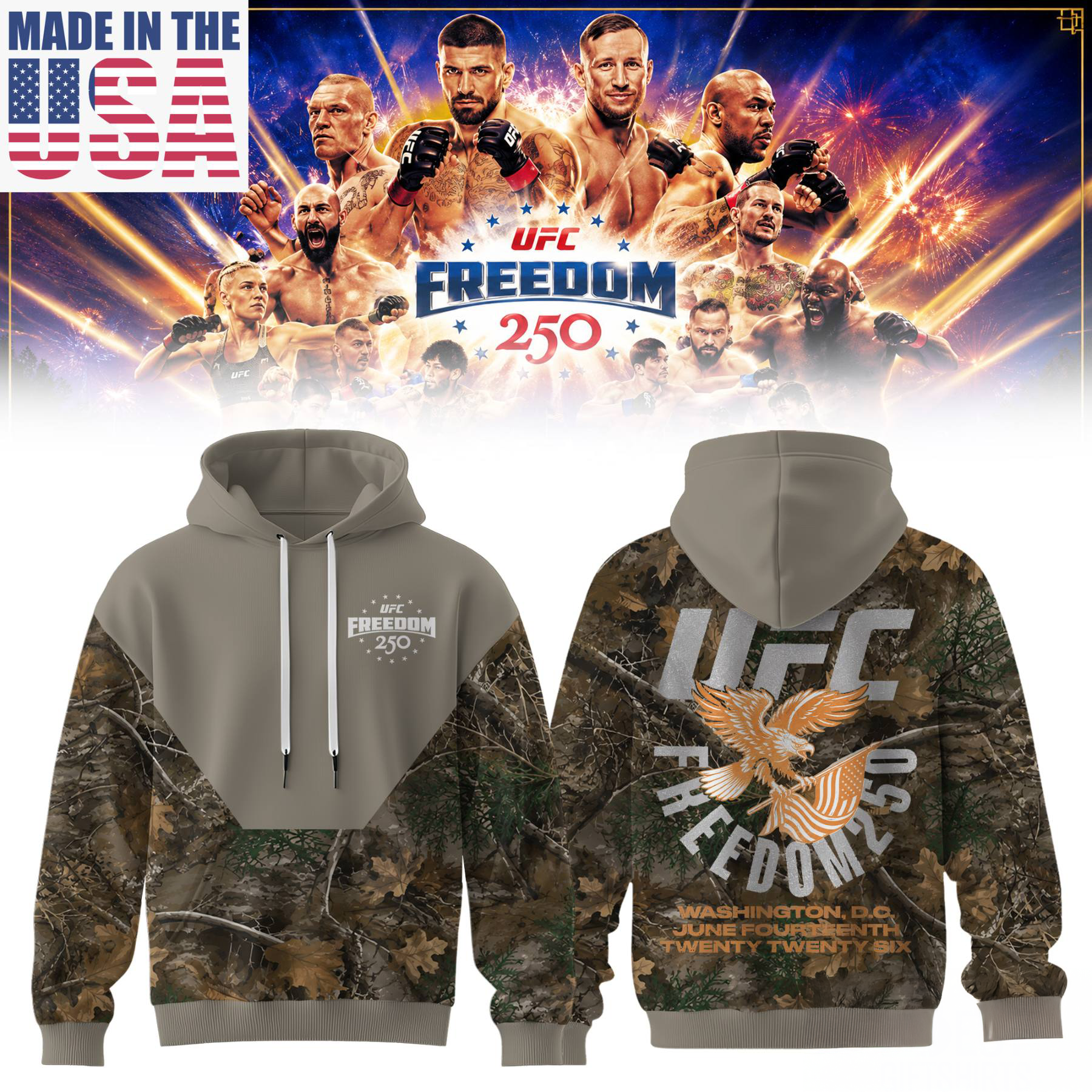 UFC Freedom 250 White House Premium Graphic Hoodie Fan Collection