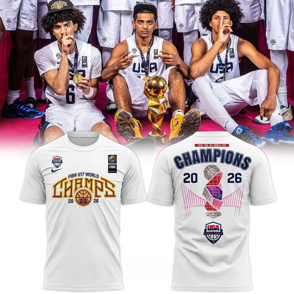USA Basketball FIBA Champions 2026 White Graphic T Shirt Gifts For Fans