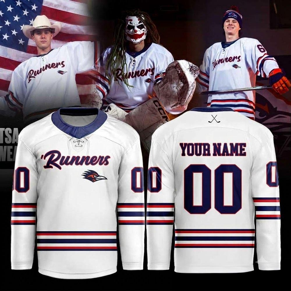 UTSA Roadrunners Custom White Script Runners Hockey Jersey Personalized Fan Edition 2 - Unicasport UTSA Roadrunners Custom White Script Runners Hockey Jersey Personalized Fan Edition