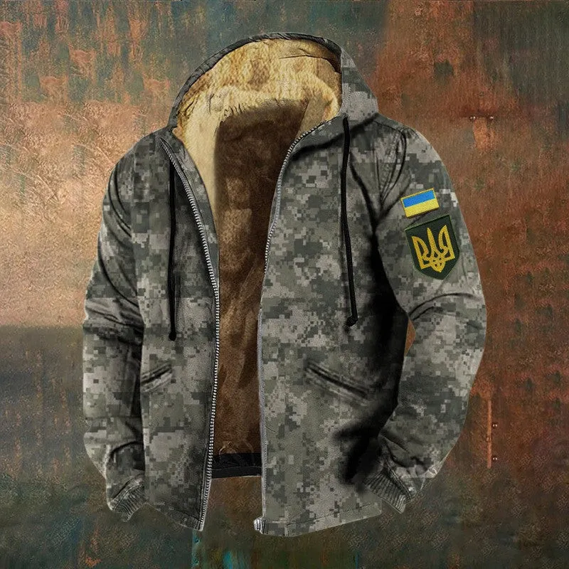 Ukrainian Trident Symbol Zelensky Camouflage Zip Hoodie Ukraine TShirt Zelensky Gifts