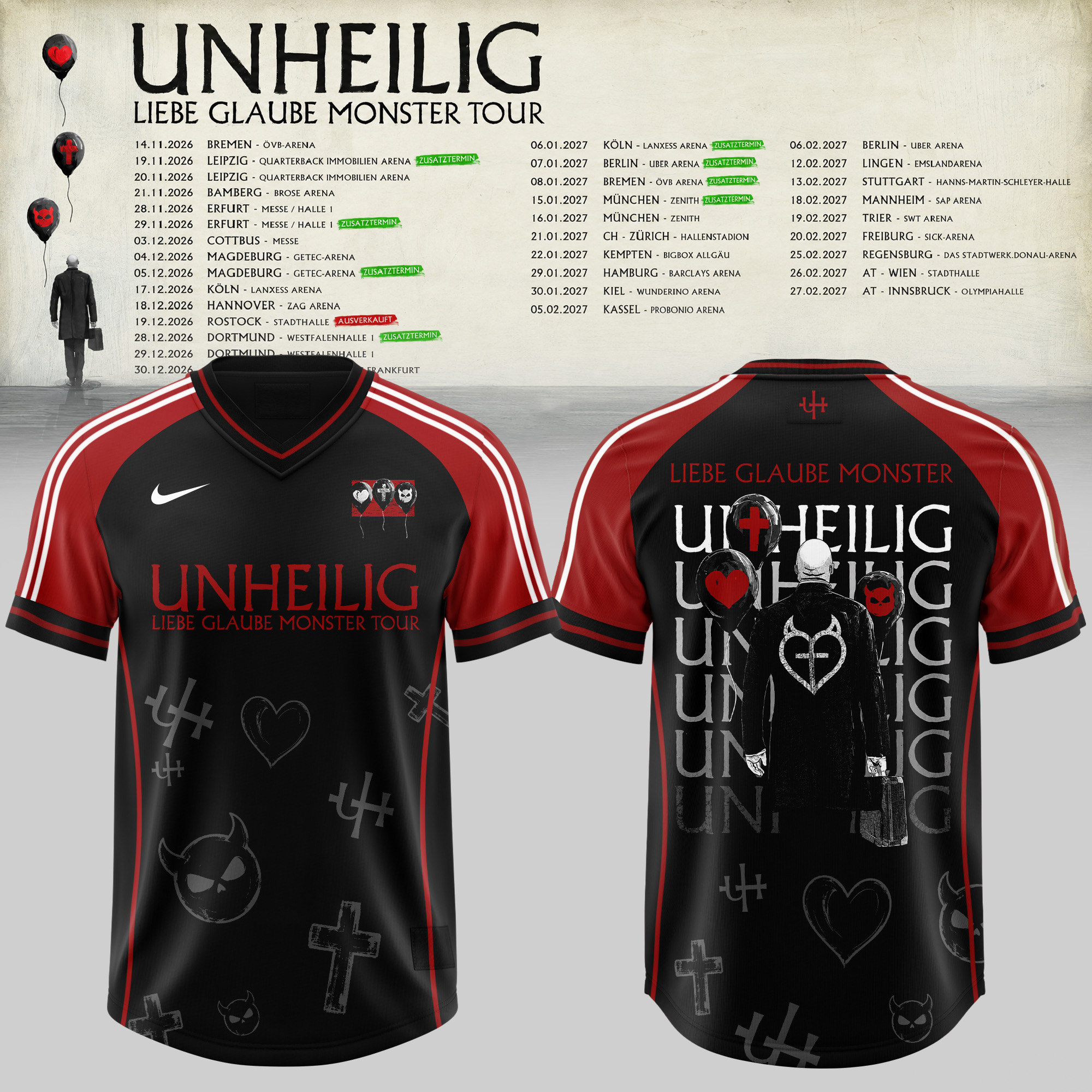 Unheilig Liebe Glaube Monster Tour 3D All Over Print Football Jersey German Rock Concert Fan Apparel 1 - Unicasport Unheilig Liebe Glaube Monster Tour 3D All Over Print Football Jersey German Rock Concert Fan Apparel