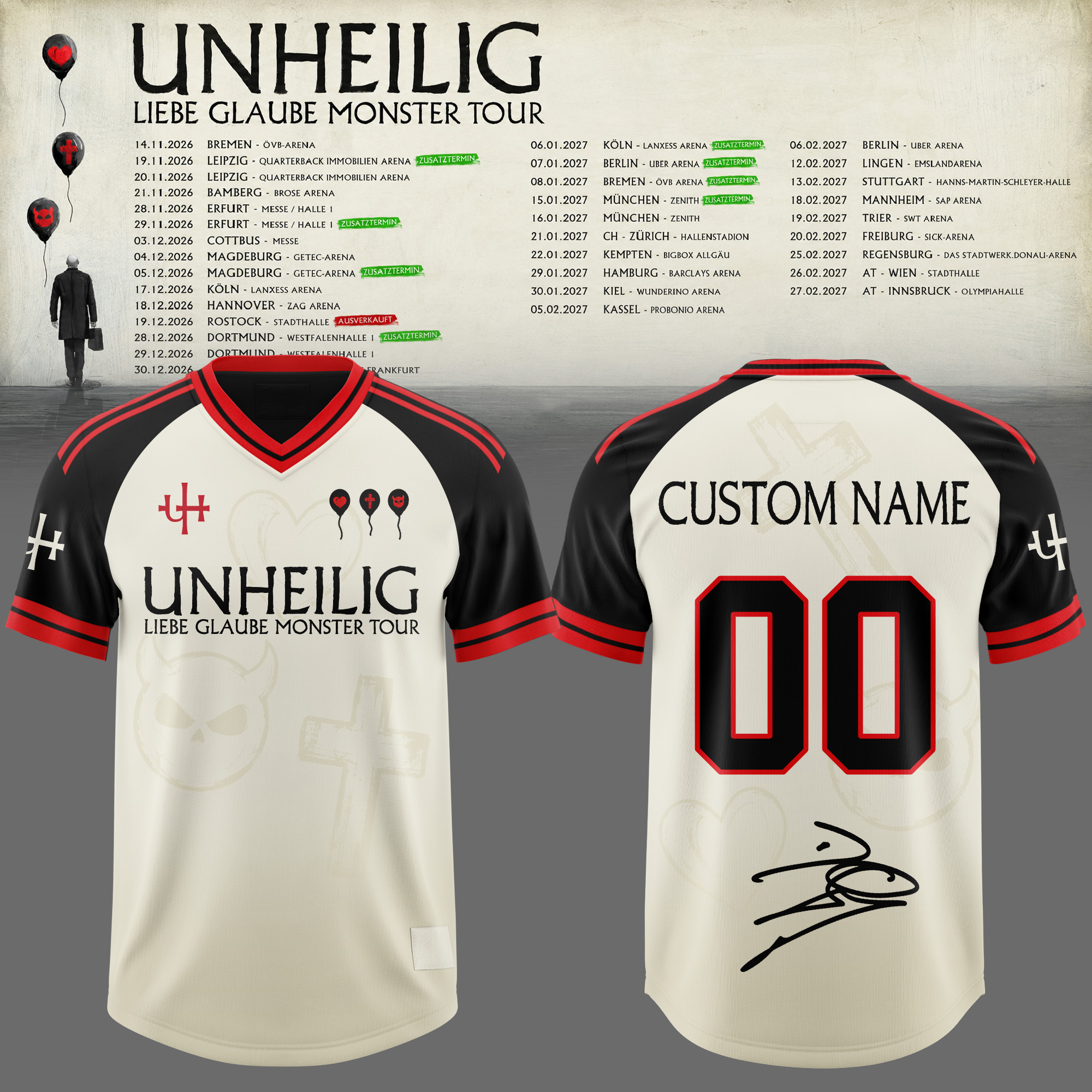 Unheilig Liebe Glaube Monster Tour Personalized 3D All Over Print Football Jersey Custom Name Number Music Fan Apparel 1 - Unicasport Unheilig Liebe Glaube Monster Tour Personalized 3D All Over Print Football Jersey Custom Name Number Music Fan Apparel