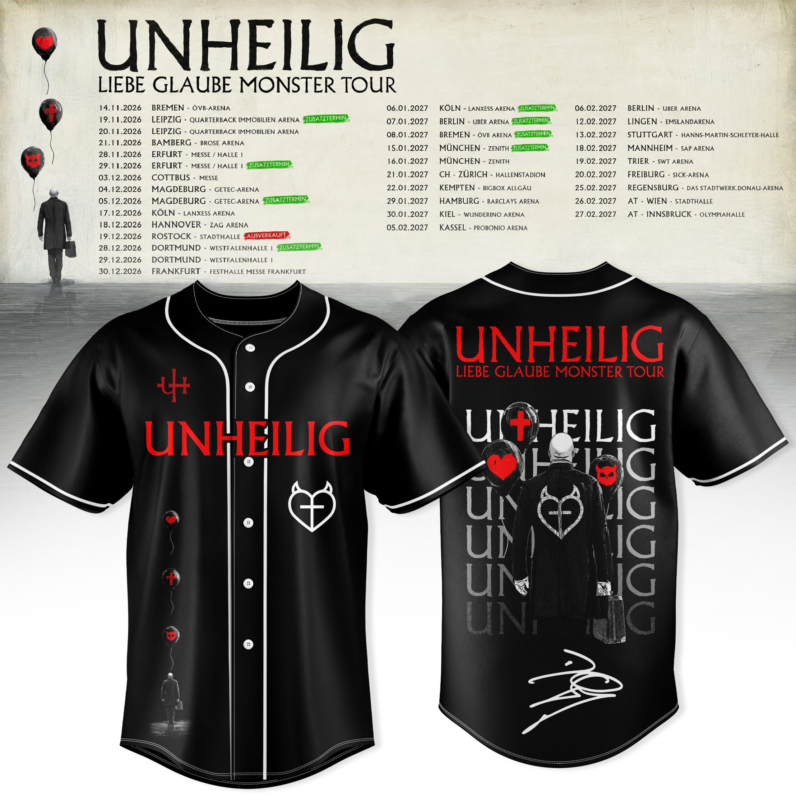Unhlg Liebe Glaube Monster Tour All Over Print Baseball Jersey Music Tour Apparel 1 - Unicasport Unhlg Liebe Glaube Monster Tour All Over Print Baseball Jersey Music Tour Apparel