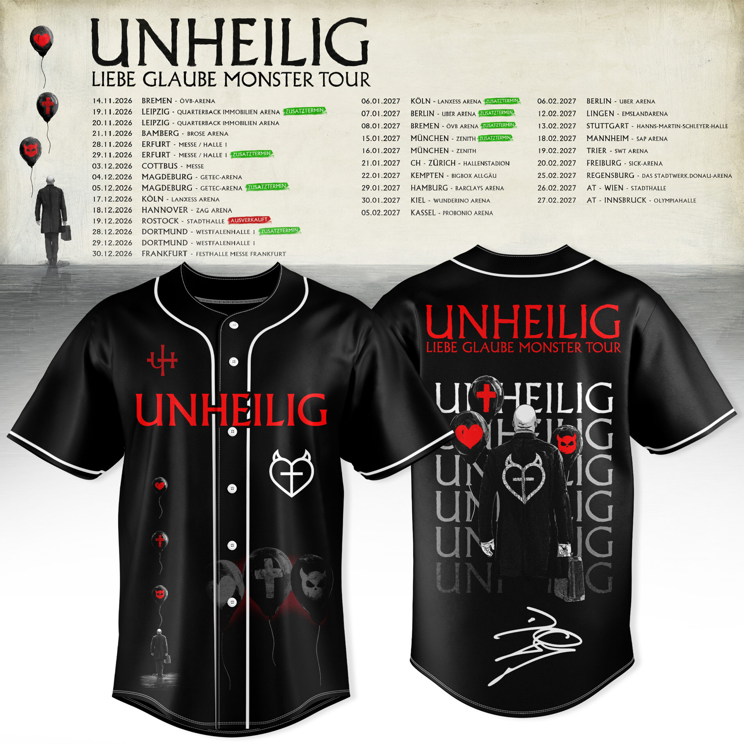 Unhlg Liebe Glaube Monster Tour Graphic Baseball Jersey Concert Fanwear 1 - Unicasport Unhlg Liebe Glaube Monster Tour Graphic Baseball Jersey Concert Fanwear