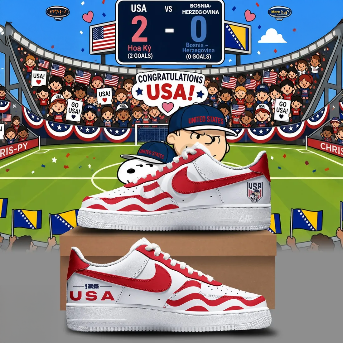 United States Mens National Team 2026 Snoopy Air Force Sneakers