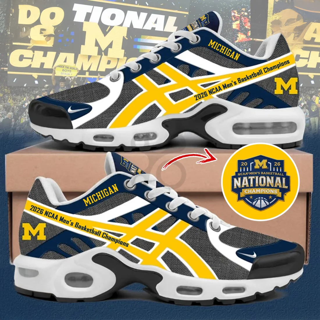 University Of Michigan 2026 Basketball Champions Air Max Sneakers
