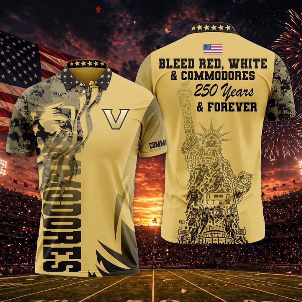 Vanderbilt Commodores Independence Day Polo Shirt Patriotic USA Flag 4th of July Golf Shirt College Sports Merchandise Gift for Fans