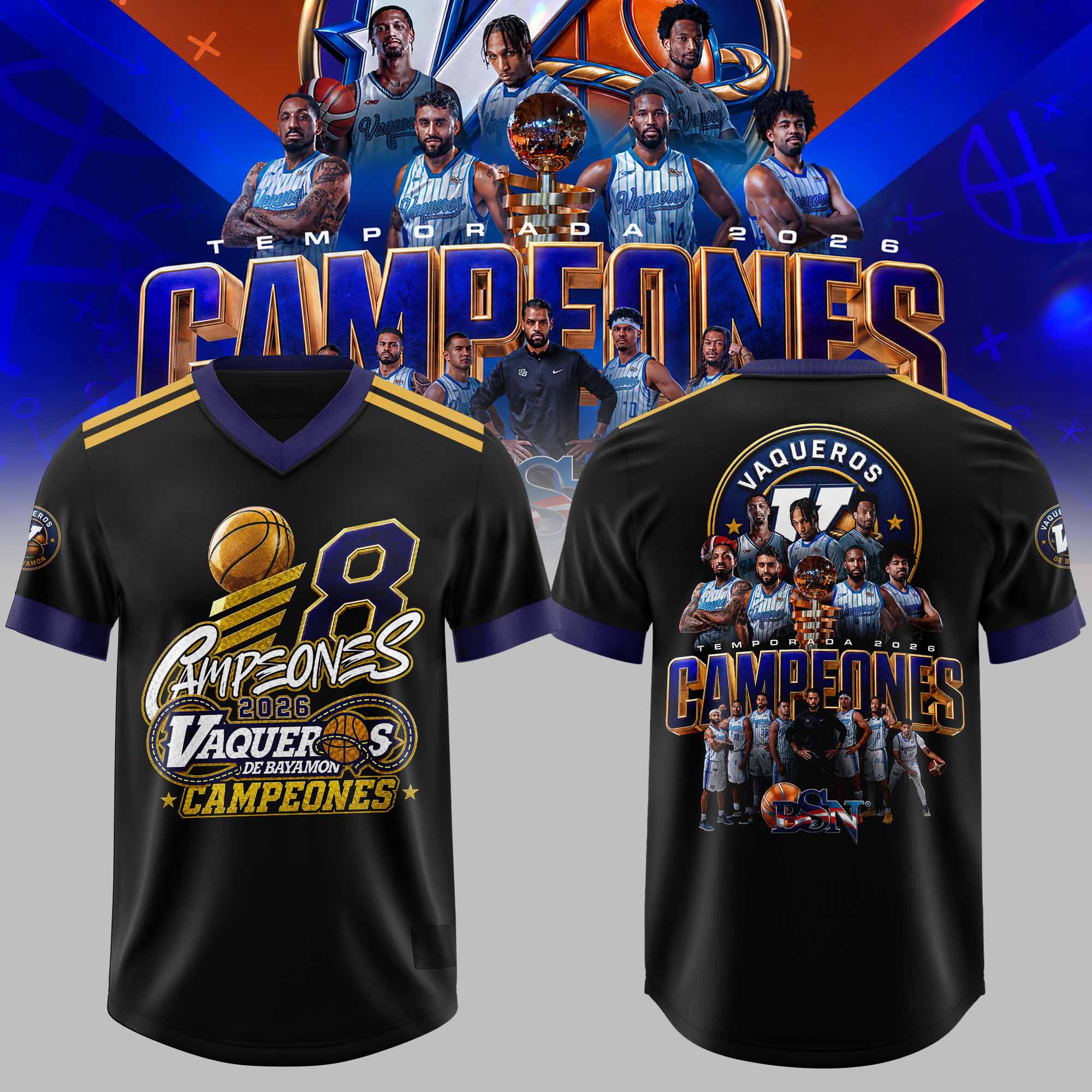 Vaqueros de Bayamon Campeones 2026 3D All Over Print Football Jersey Championship Fan Apparel 1 - Unicasport Vaqueros de Bayamon Campeones 2026 3D All Over Print Football Jersey Championship Fan Apparel