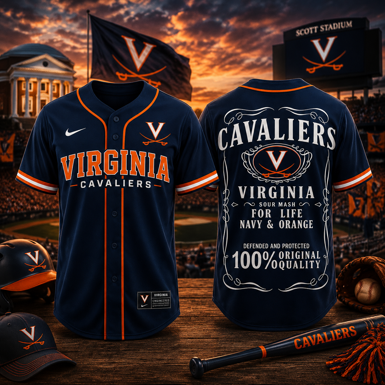 Virginia Cavaliers NCAA 2026 Navy & Orange Baseball Jersey - Cavaliers For Life Original Quality College Baseball Fan Gift