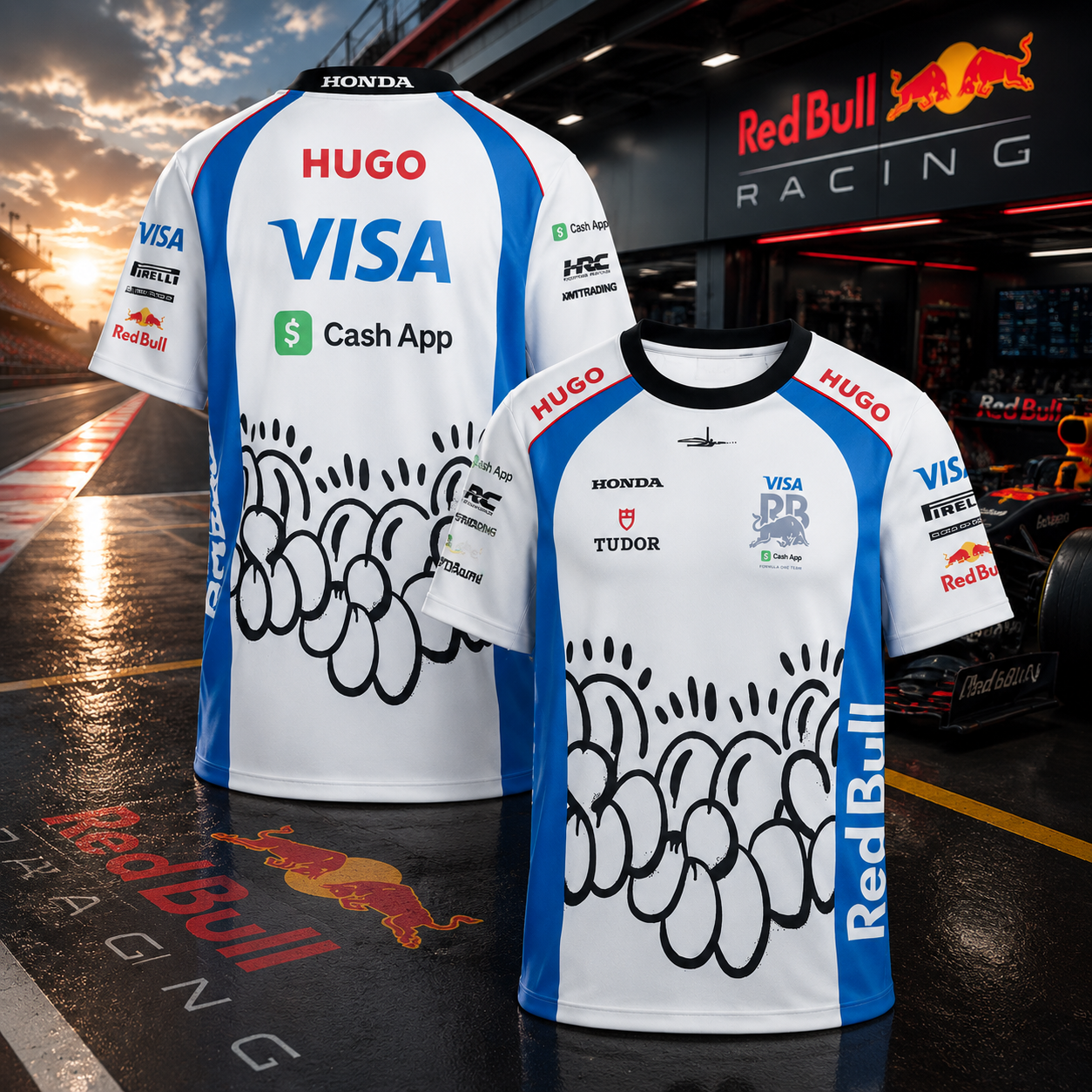 Visa Cash App Racing Bulls Formula 1 White Blue Graphic T Shirt Motorsport Fan Gift