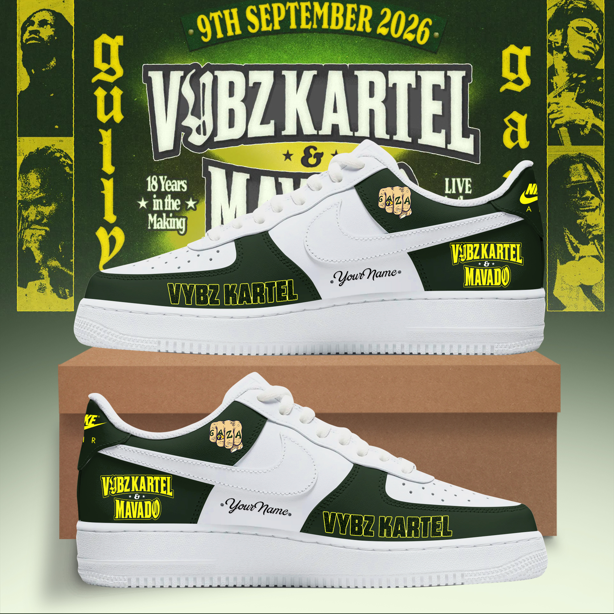 Vybz Kartel x Mavado Gaza vs Gully Collection Custom Graphic Sneakers