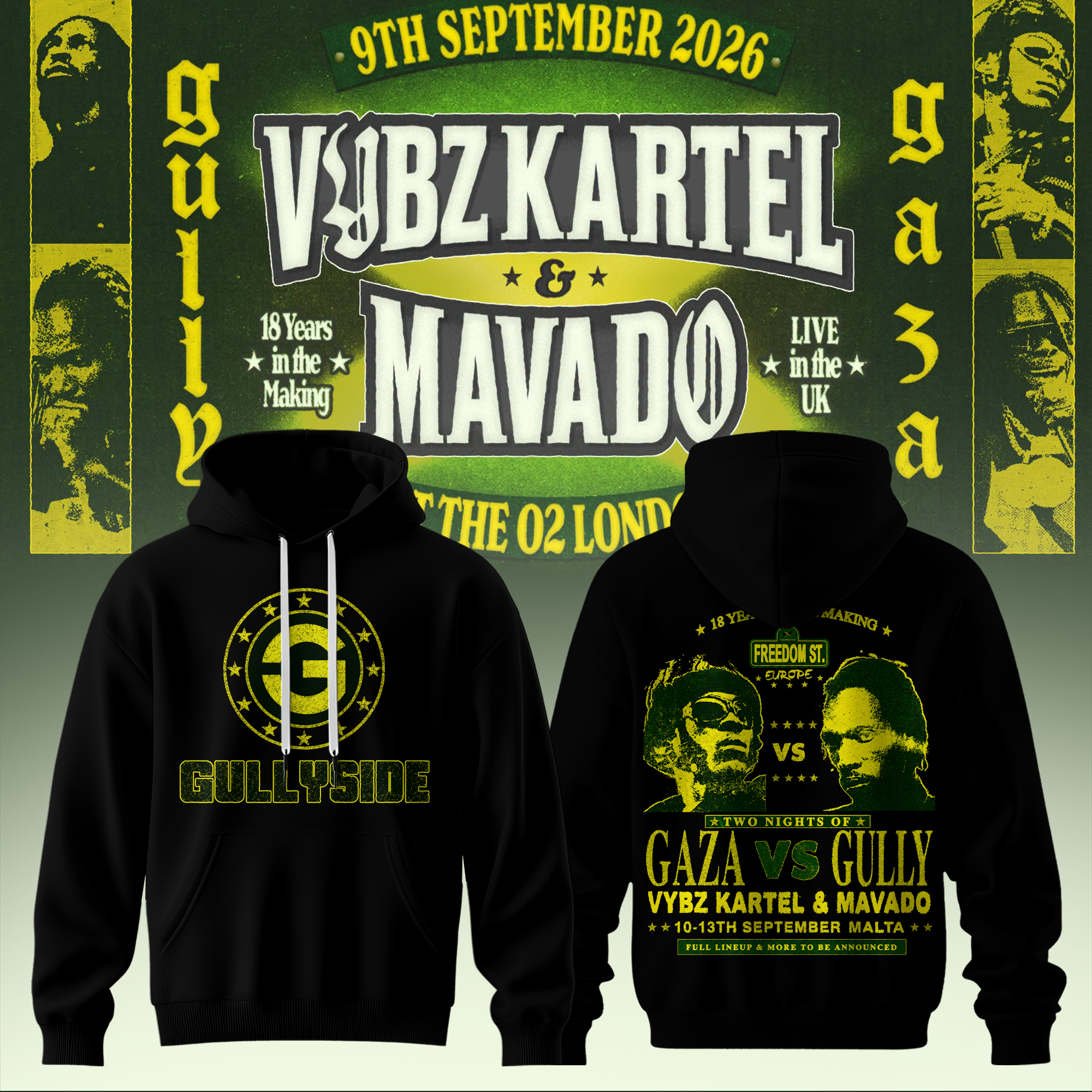 Vybz Kartel x Mavado Gaza vs Gully Collection Graphic Hoodie Fan Edition
