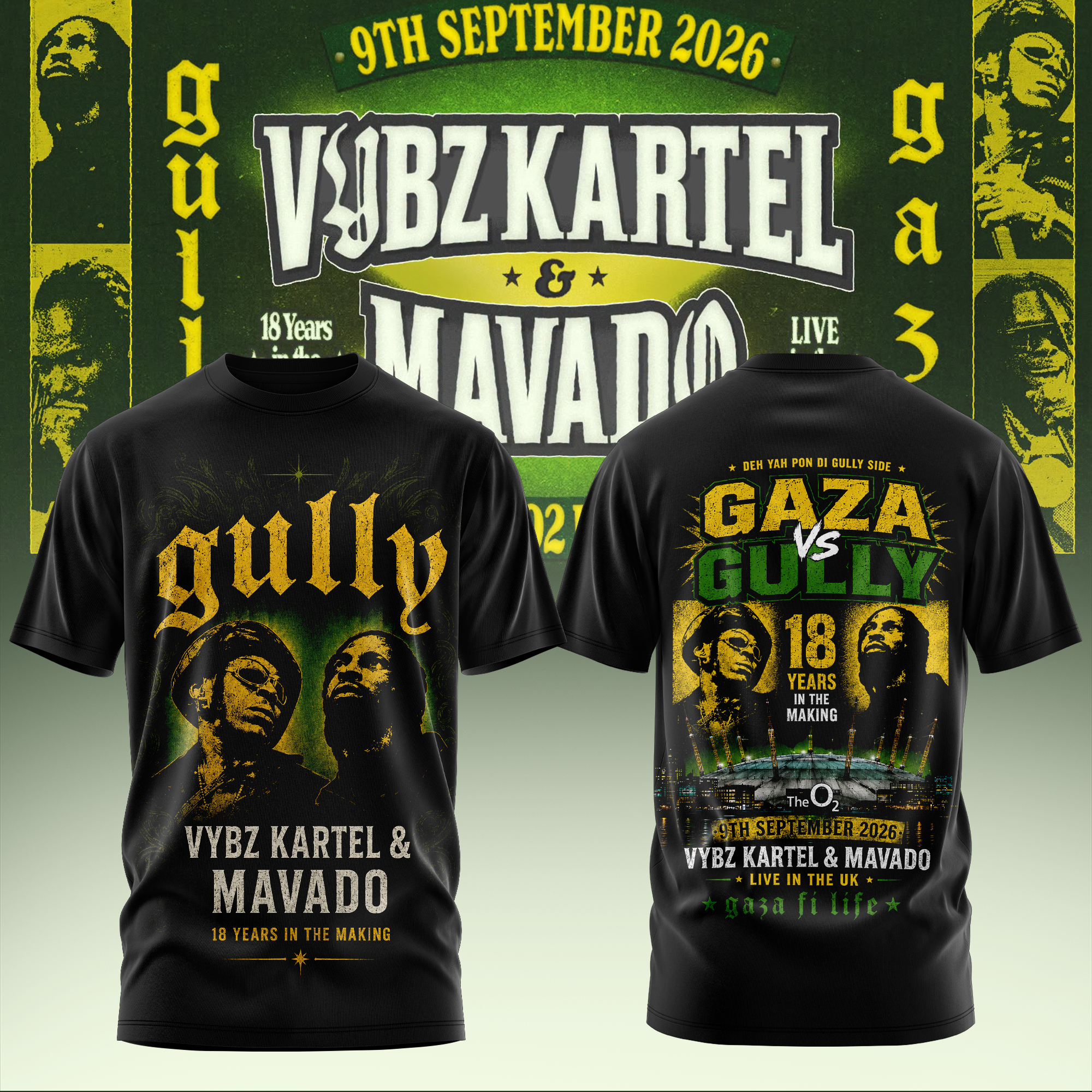 Vybz Kartel x Mavado Gaza vs Gully Collection Graphic T Shirt