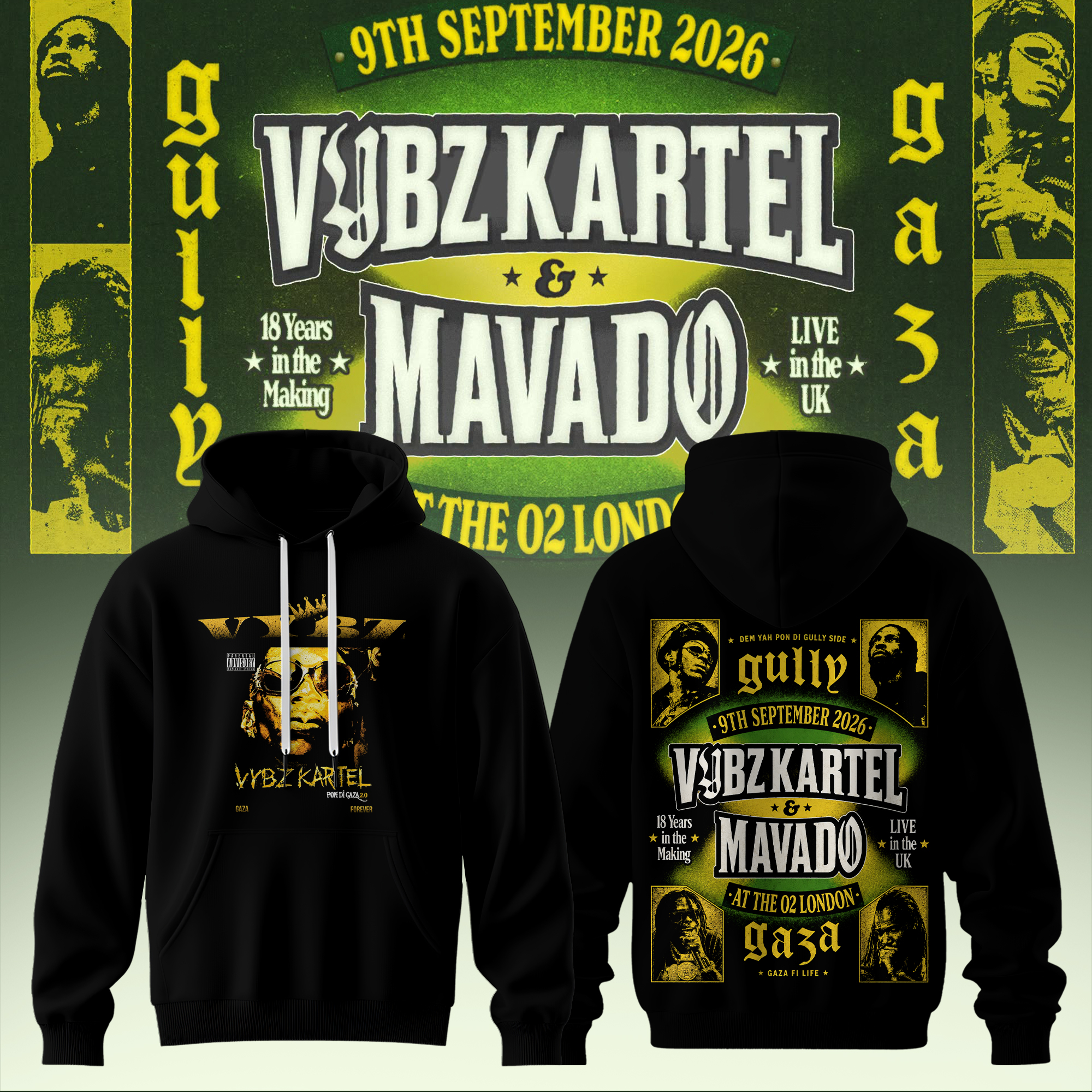 Vybz Kartel x Mavado Gaza vs Gully Collection Limited Tour Hoodie