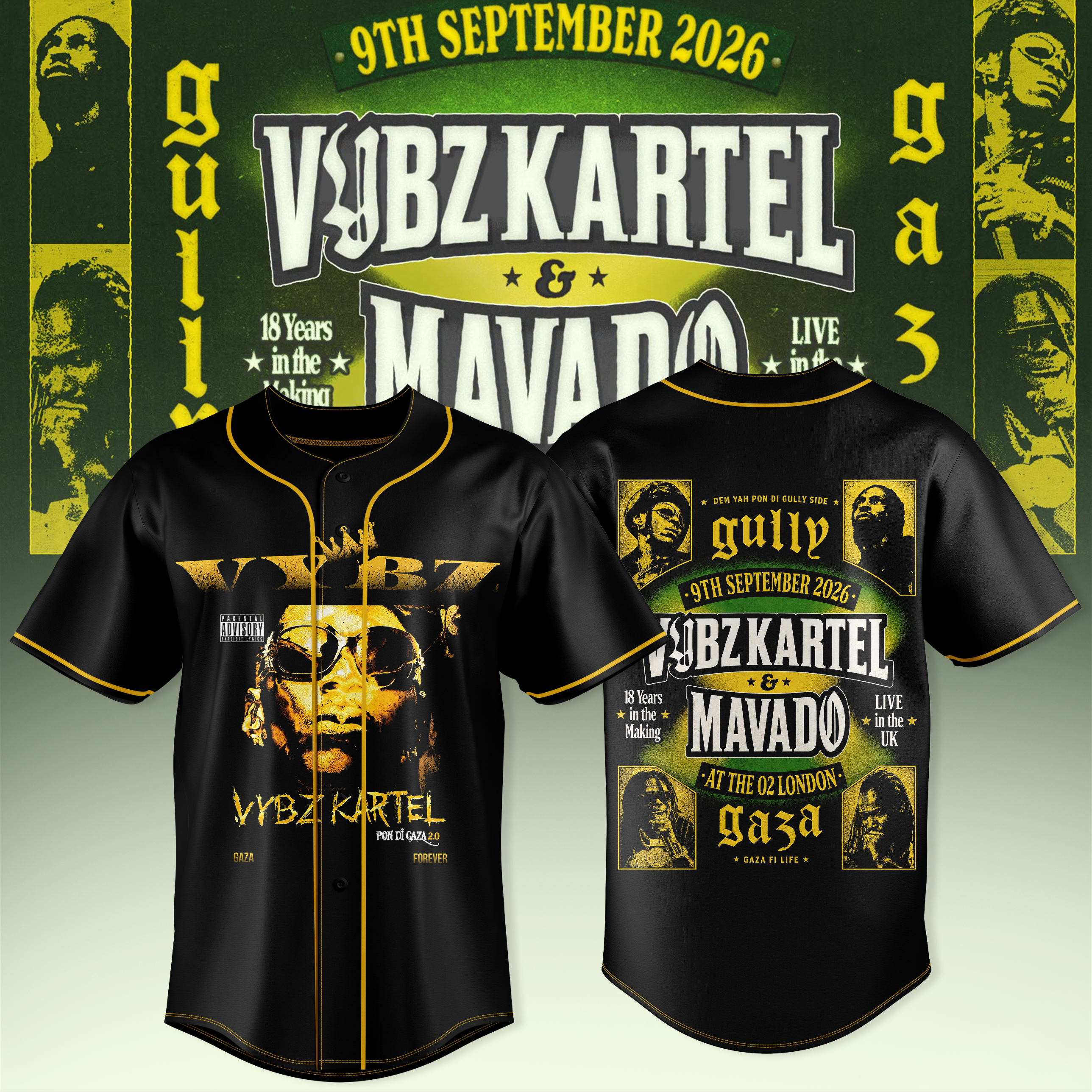 Vybz Kartel x Mavado Gaza vs Gully Collection Music Fan Jersey