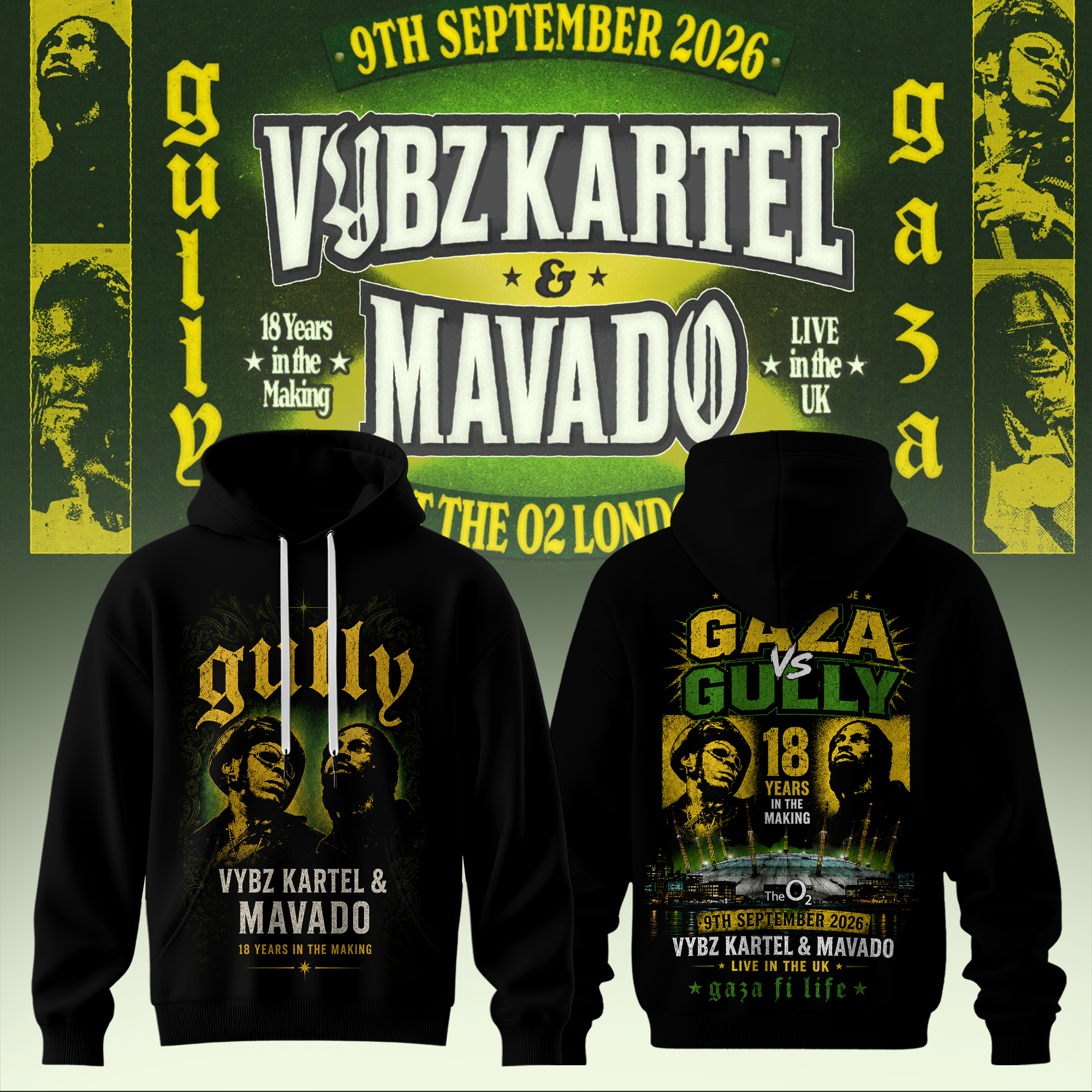 Vybz Kartel x Mavado Gaza vs Gully Collection Premium Hoodie