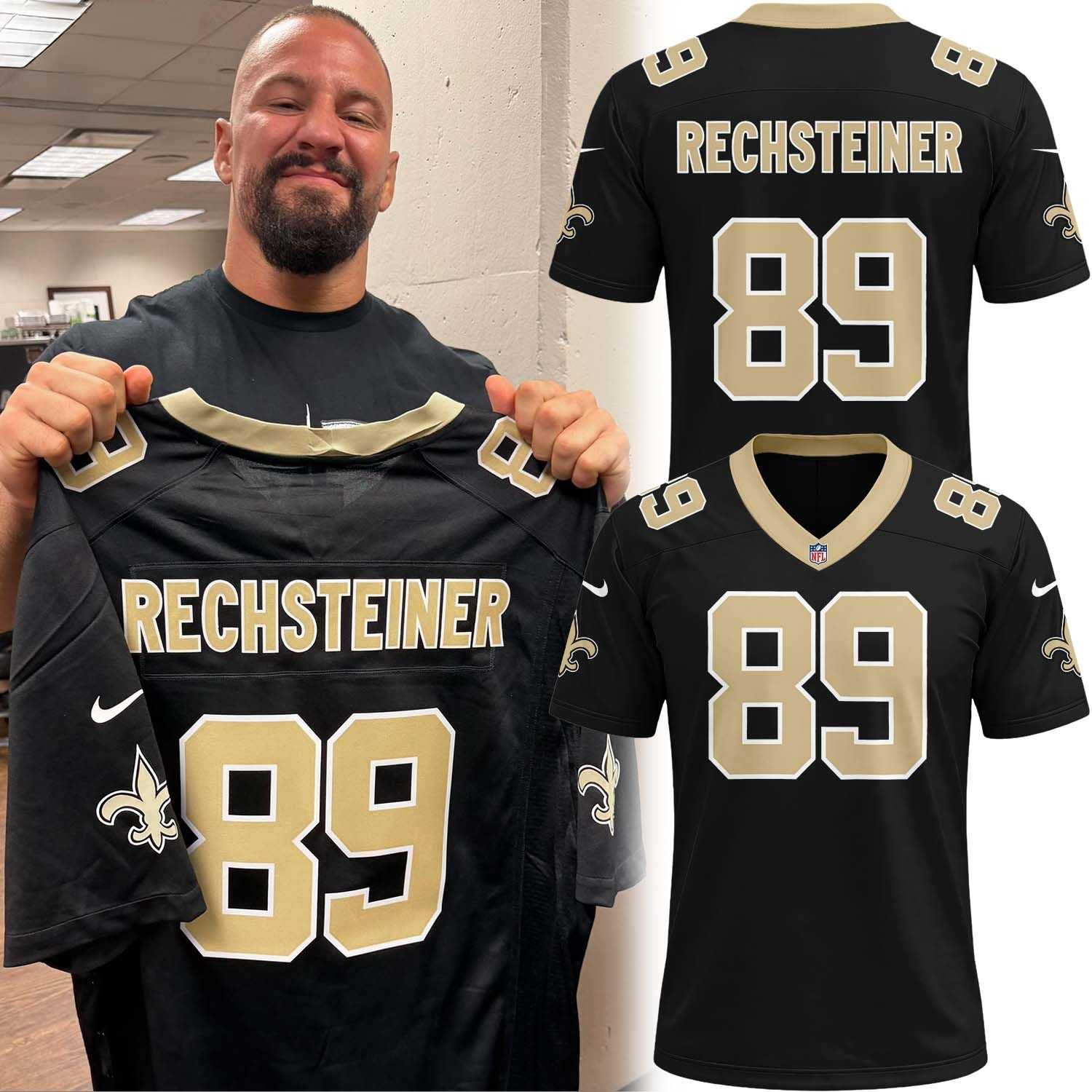 WWE Superstar RECHSTEINER x New Orleans Saints Football Jersey Fan Gift
