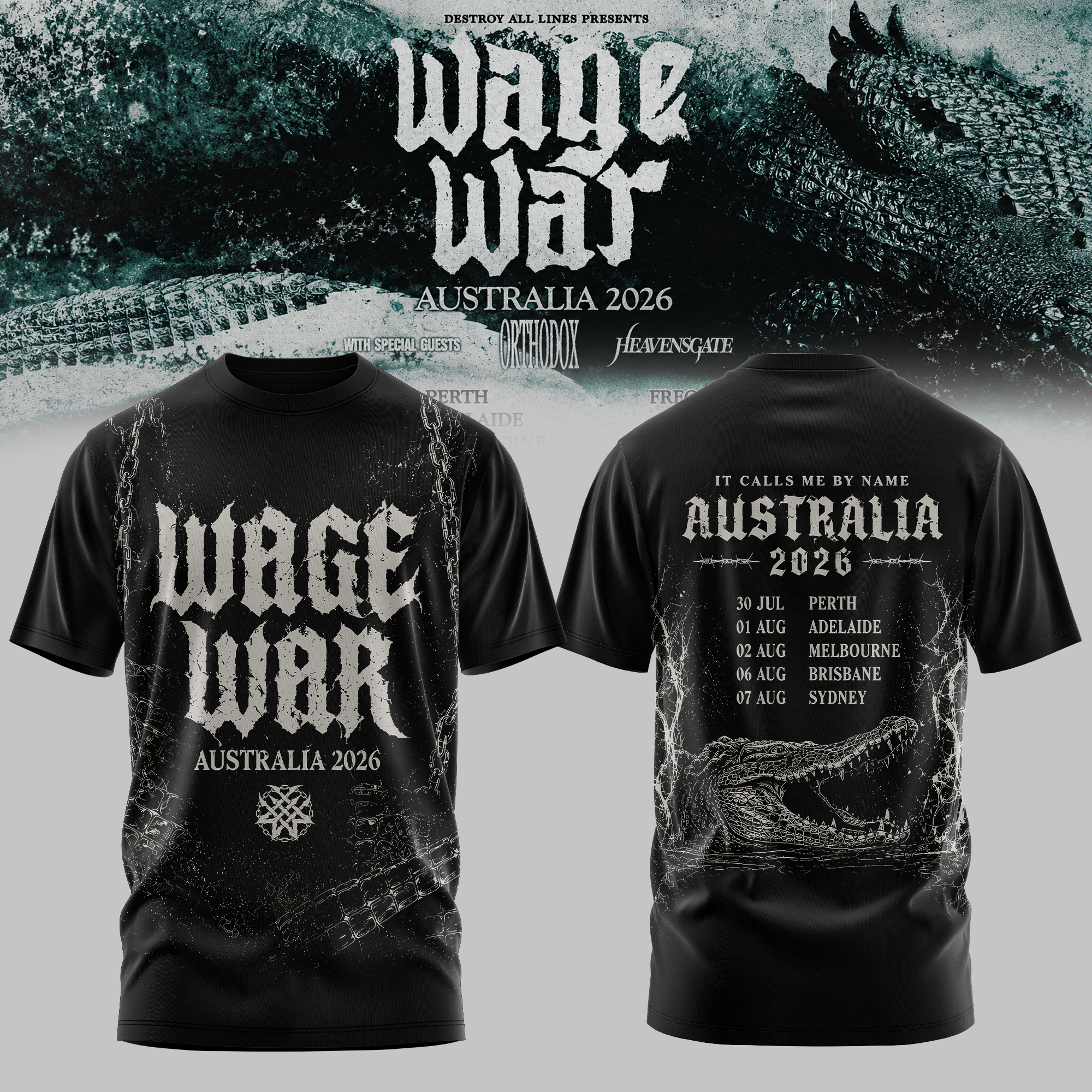 Wage War Australian Tour 2026 Collectors Edition Tee