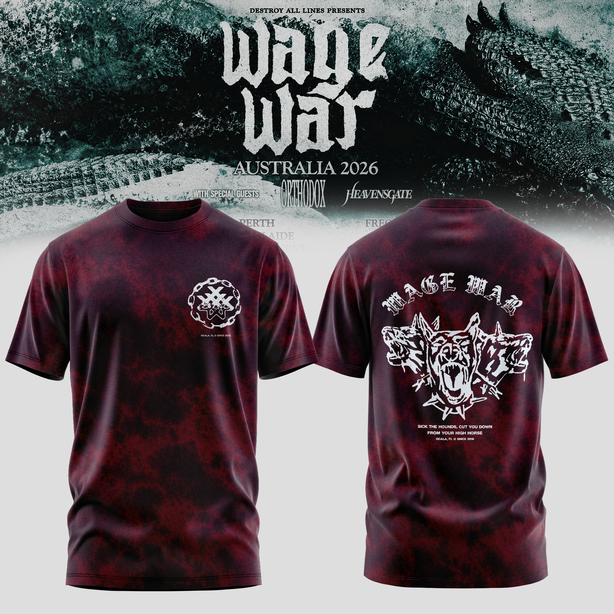 Wage War Australian Tour 2026 Concert Graphic TShirt