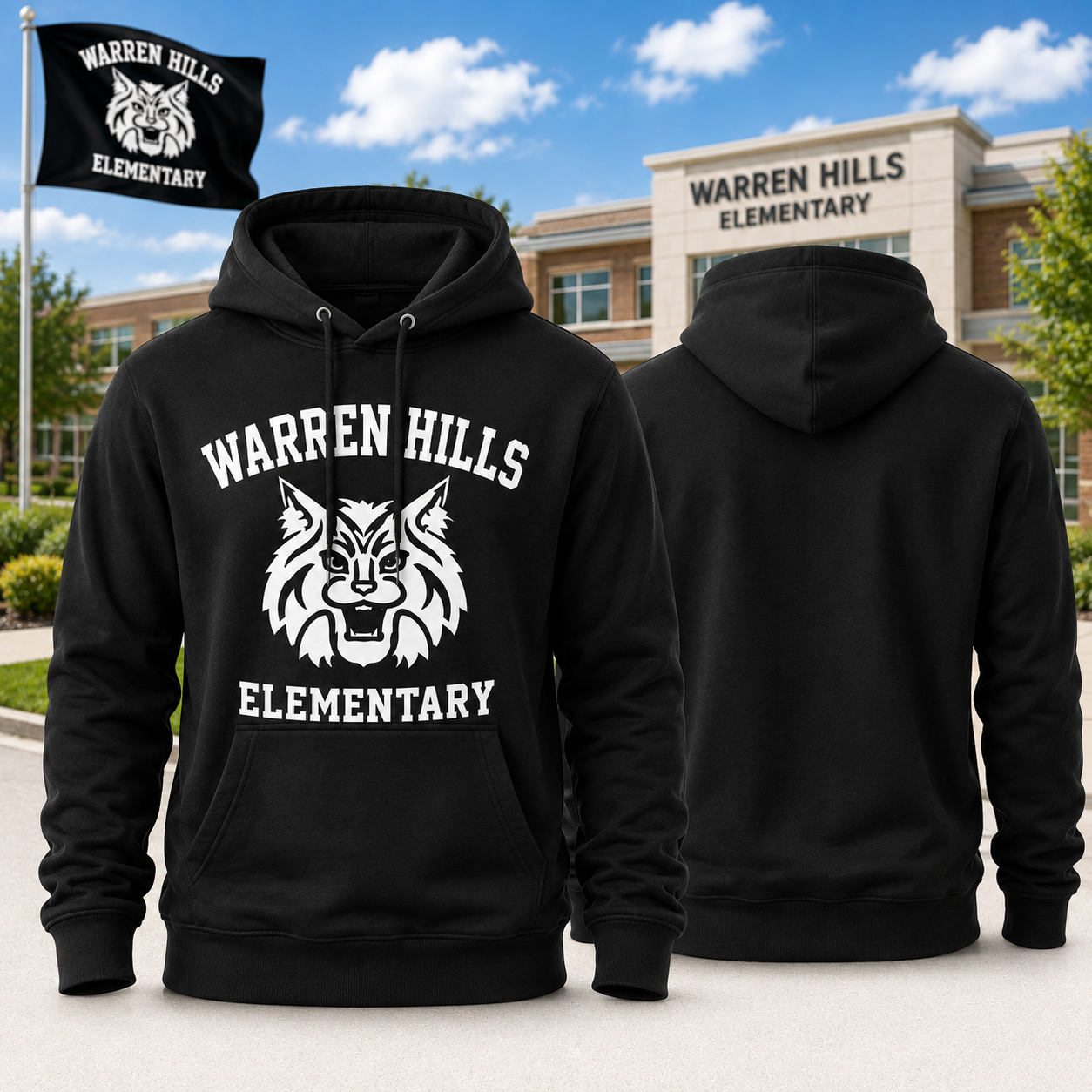 Warren Hills Elementary Wildcat School Spirit Hoodie Front And Back Graphic Student Teacher Sweatshirt