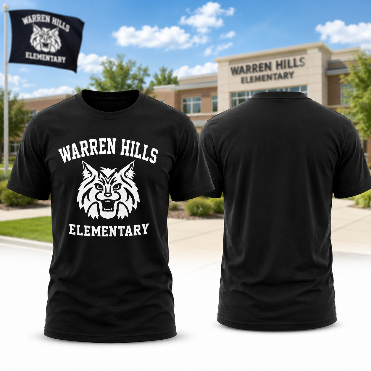 Warren Hills Elementary Wildcat School Spirit T Shirt Front And Back Graphic Student Teacher Fan Gift