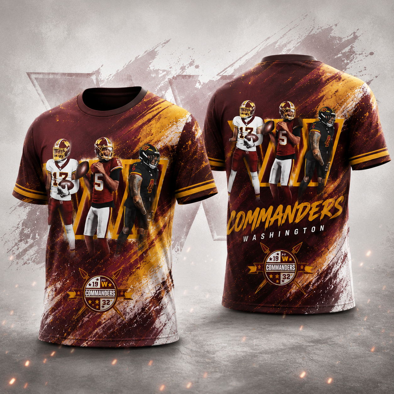 Washington Commanders 3D All Over Print Performance T Shirt Football Fan Graphic Sports Tee Unisex