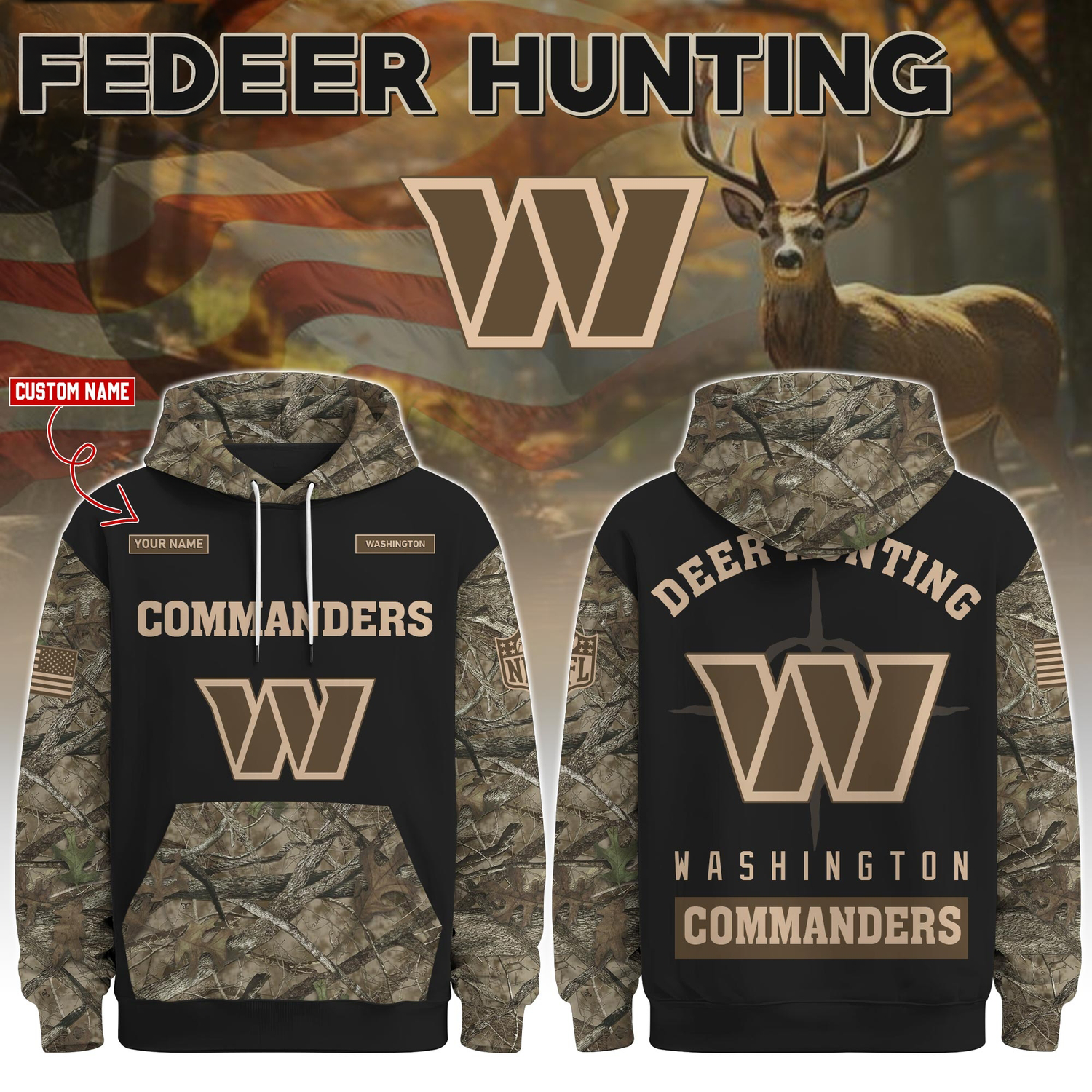 Washington Commanders Deer Hunting Limited Edition Hoodie Â– NFL Hunting Hoodie for Fans