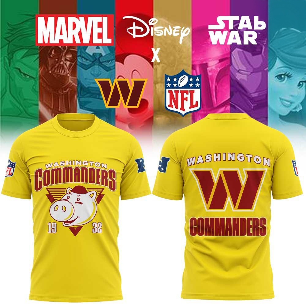 Washington Commanders Disney Characters Merchandise Collection T Shirt