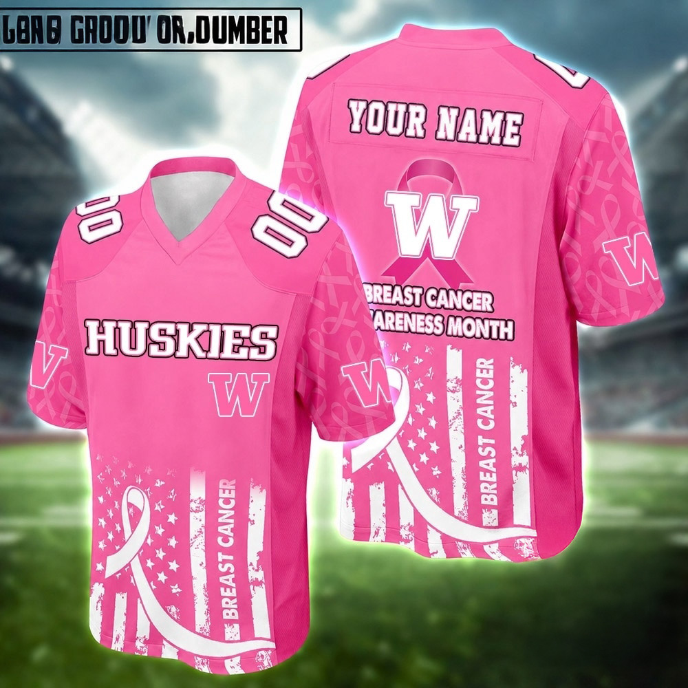 Washington Huskies NCAA Breast Cancer Awareness Month 2026 Football Jersey Fanwear Collection 2 - Unicasport Washington Huskies NCAA Breast Cancer Awareness Month 2026 Football Jersey Fanwear Collection