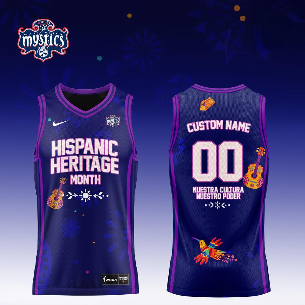 Washington Mystics Hispanic Heritage Month Basketball Jersey Custom Name & Number Purple Sleeveless Jersey 1 - Unicasport Washington Mystics Hispanic Heritage Month Basketball Jersey Custom Name & Number Purple Sleeveless Jersey