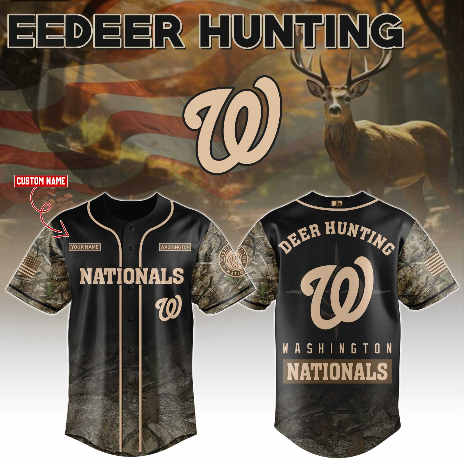 Washington Nationals Deer Hunting Limited Edition Baseball Jersey