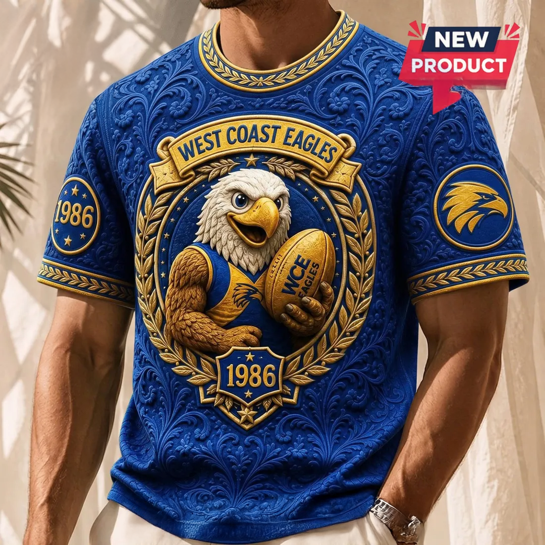 West Coast Eagles 1986 Vintage Mascot Graphic T Shirt Fan Collection
