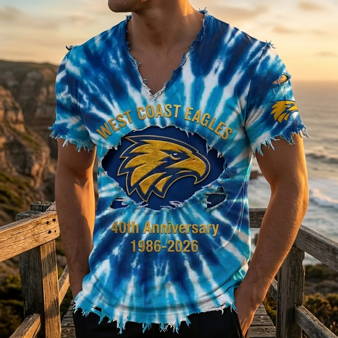 West Coast Eagles 40th Anniversary Tie Dye Graphic T Shirt