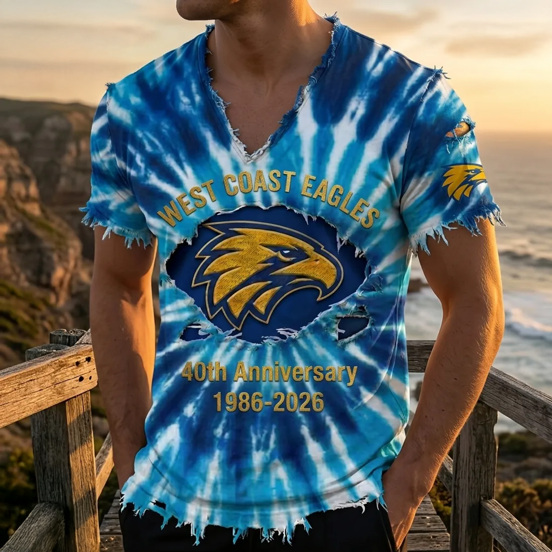 West Coast Eagles 40th Anniversary Tie Dye T Shirt Fan Collection
