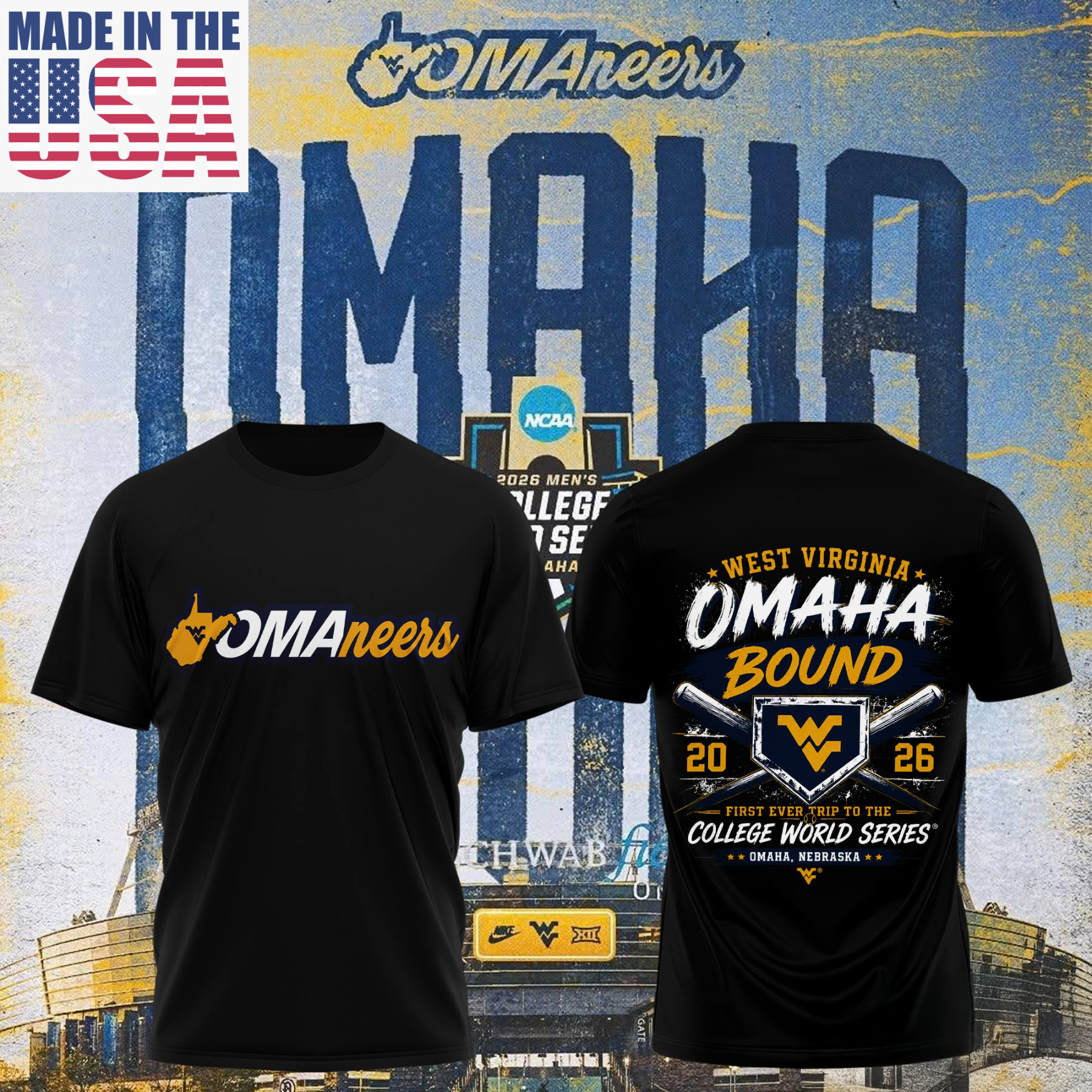 West Virginia Mountaineers 2026 NCAA Baseball Mens College World Series Omaneers T Shirt, Gifts For Fans