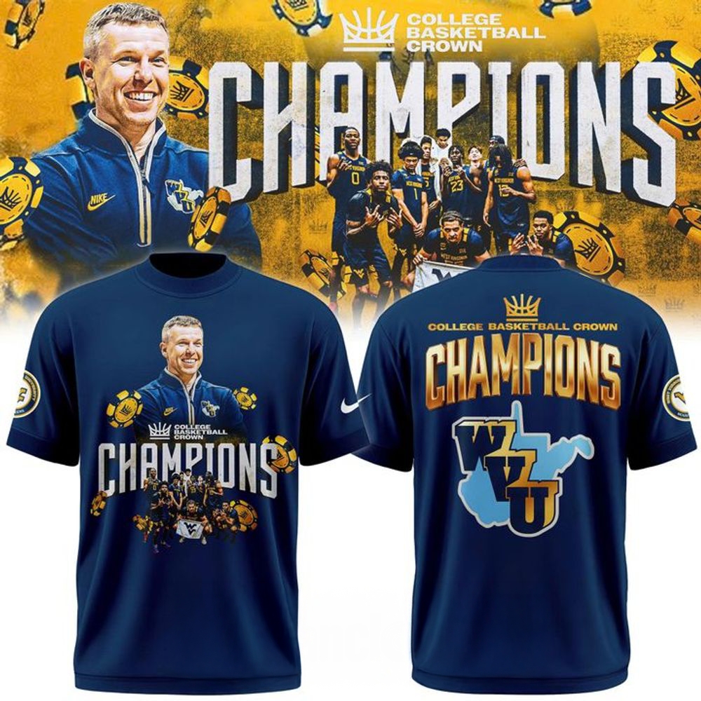 West Virginia Mountaineers College Basketball Crown Champions 2026 Graphic Shirt
