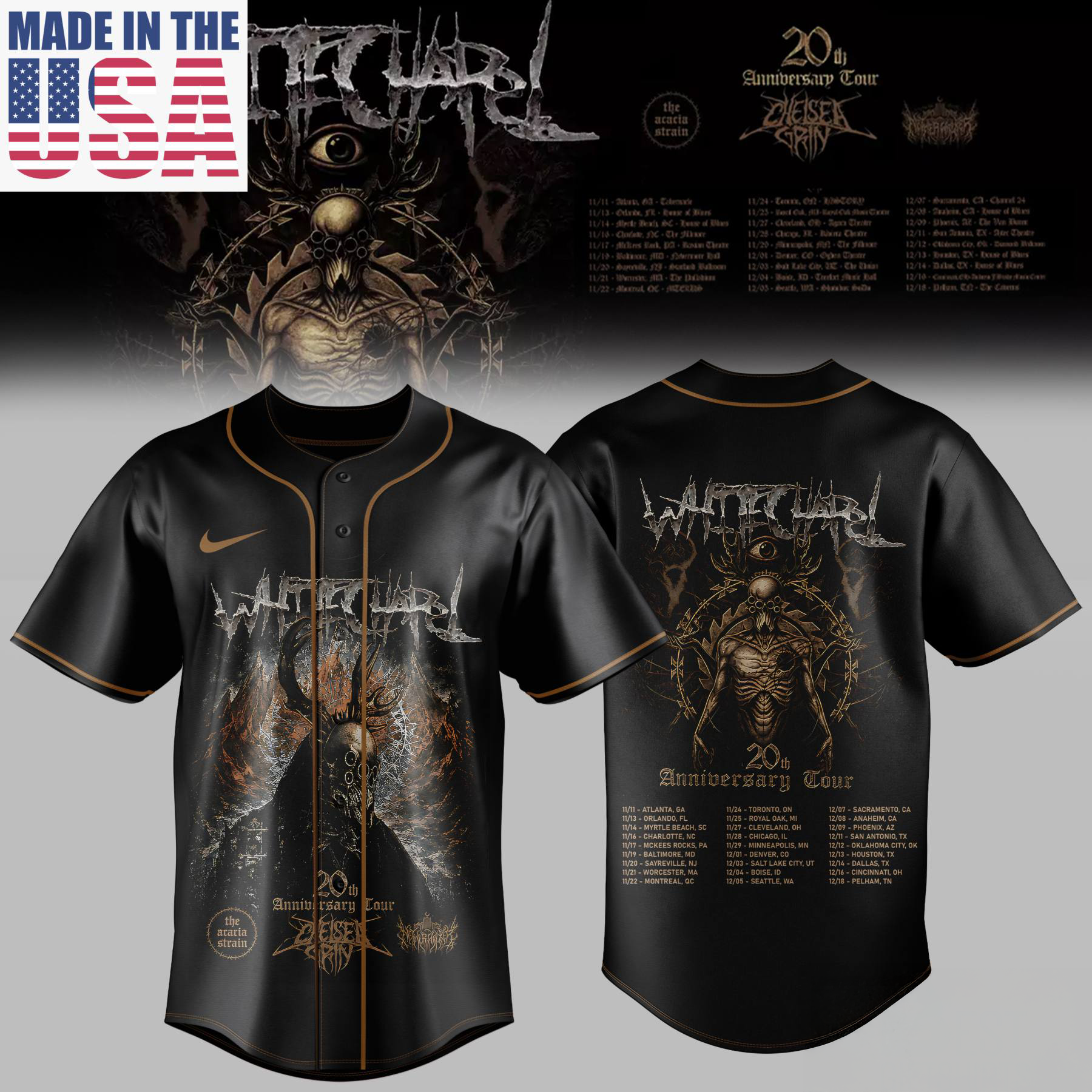 Whitechapel 20th Anniversary Tour Collector Jersey Fan Collection