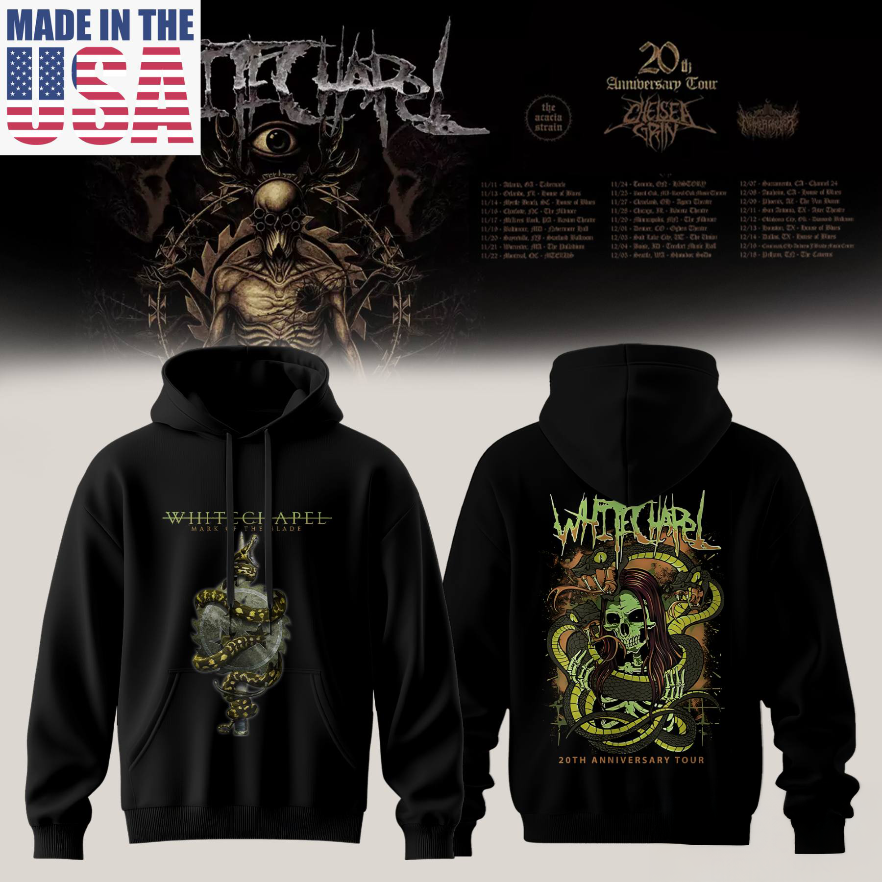 Whitechapel 20th Anniversary Tour Limited Hoodie Fan Collection