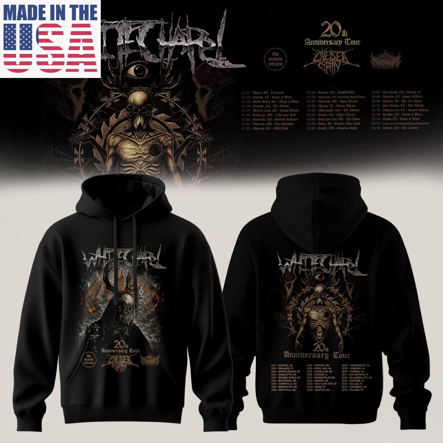 Whitechapel 20th Anniversary Tour Official Hoodie Fan Merchandise